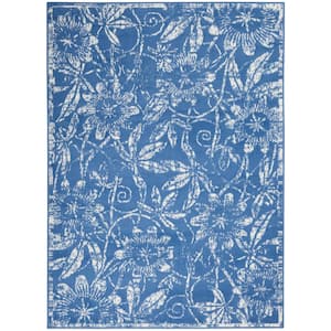 Whimsicle Blue 6 ft. x 9 ft. Floral French Country Contemporary Area Rug