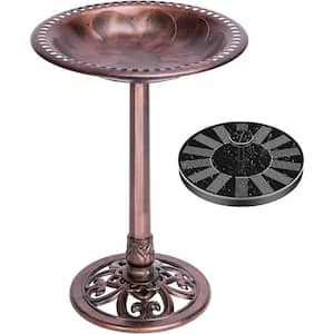 Antique Polyresin Bronze Garden Birdbath with Solar Powered Round Pond Fountain