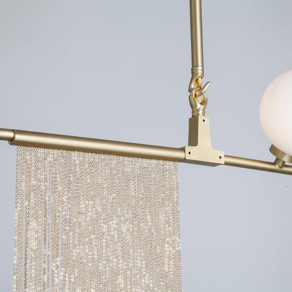 Gold and White Glass Globe Plug-in Drum Chandelier