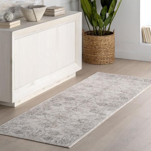 Georgianna Medallion Fringe Area Beige 3 ft. x 8 ft. Indoor Runner Rug