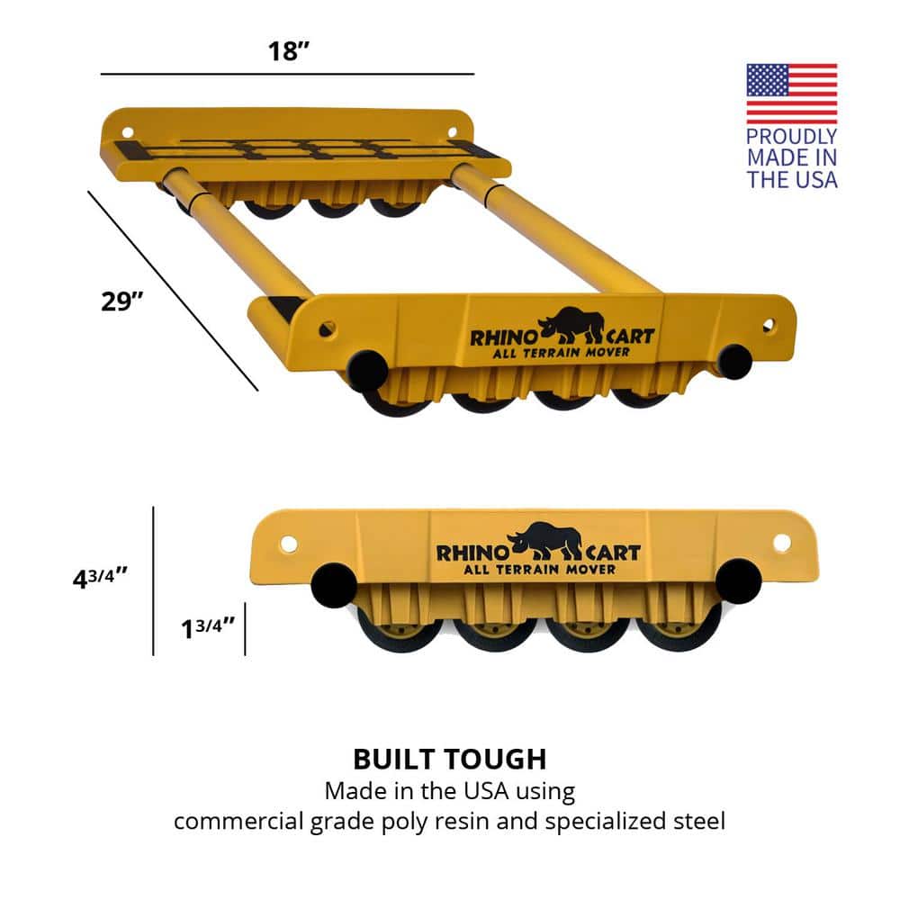 Rhino Cart Yellow All Terrain Moving Dolly with Steel Frame