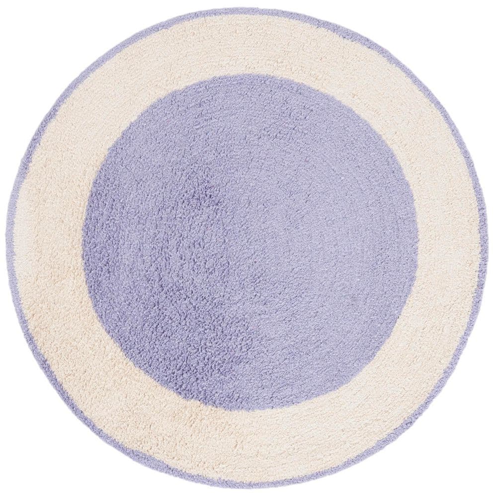 SAFAVIEH Easy Care 3 ft. x 3 ft. Ivory/Lilac Two-Tone Solid Round Area ...