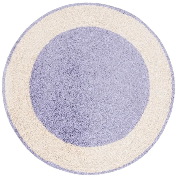 Easy Care 3 ft. x 3 ft. Ivory/Lilac Two-Tone Solid Round Area Rug