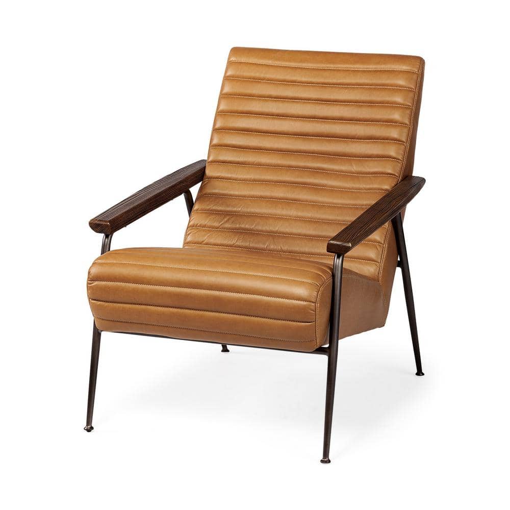 Grosjean Tan Leather Wrap Metal Frame Accent Chair price history on PriceWatchPro