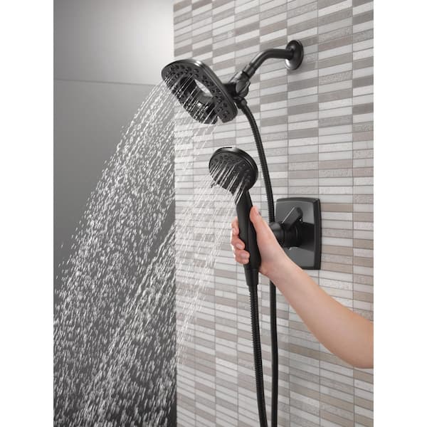 Ashlyn In2ition 4-Spray Wall Mount Dual Shower Head and Handheld Shower Head 1.75 GPM in Matte Black