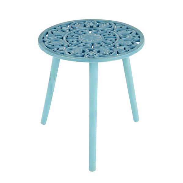 Litton Lane Small Teal Modern Style, Small White Round Accent Table