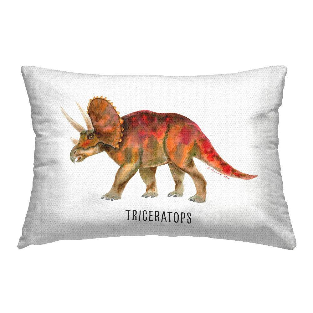 Triceratops Dinosaur Learning Orange Rectangular Outdoor Throw Pillow price history on PriceWatchPro