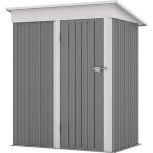 5 ft. W x 3 ft. D Outdoor Storage Gray Metal Shed with Sloping Roof and Lockable Door (16 sq. ft.)