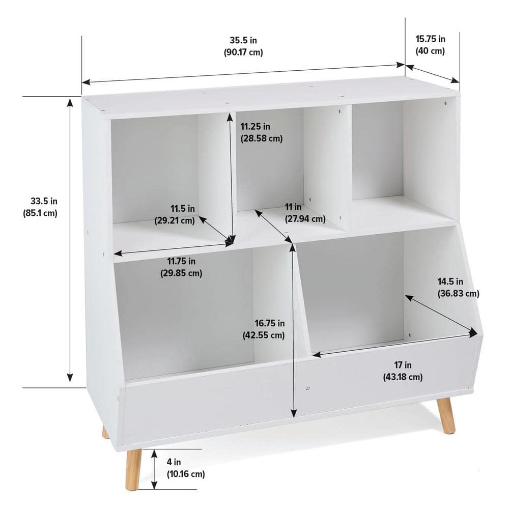 White Wooden Kids Toy Storage Cubby with Feet
