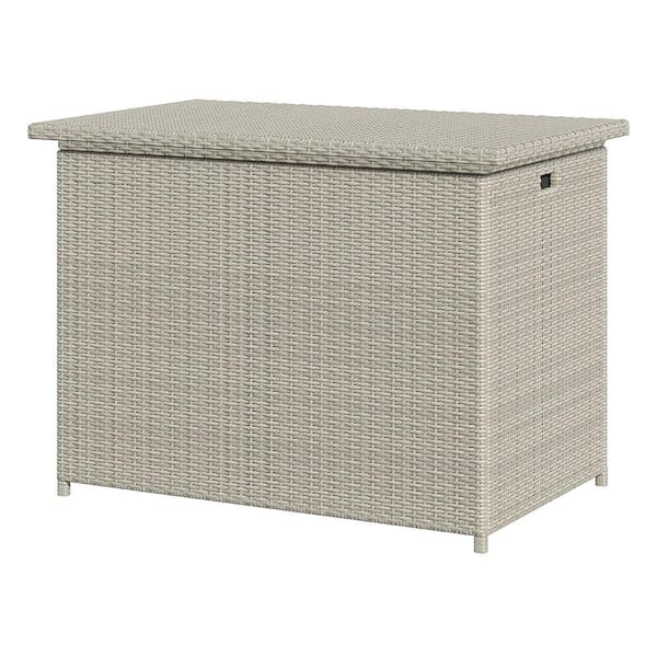 CORVUS 127 Gallon Light Gray Resin Wicker Storage Deck Box