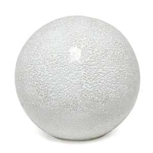 7.75 in. 1-Light White Mosaic Stone Ball Table Lamp