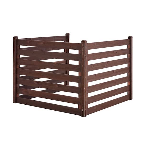 48 x 37 in. 3-Panel Wooden Privacy Screen, Outdoor Hideaway Fence with Metal Frame for AC Unit Trash Can Garden