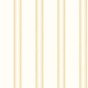 Ornamenta 2-Off White/Gold Regency Stripe Non-Pasted Vinyl on Paper Material Wallpaper Roll (Covers 57.75 sq.ft.)