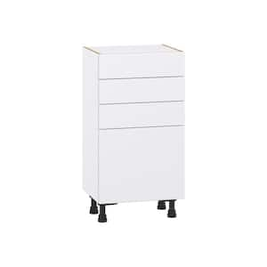 Fairhope Bright White Slab Assembled Shallow Base Kitchen Cabinet with Drawers (18 in. W x 34.5 in. H x 14 in. D)