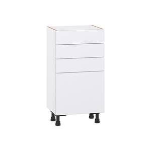 Fairhope Glacier White Slab Assembled Shallow Base Kitchen Cabinet with 3 Drawers (18 in. W x 34.5 in. H x 14 in. D)