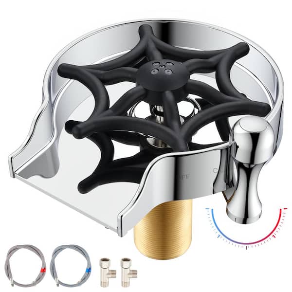 GAGALIFE 5 in. Plastic Hot and Cold Glass Rinser Cup Washer for Kitchen Sink Accessories with Bracket in Chrome