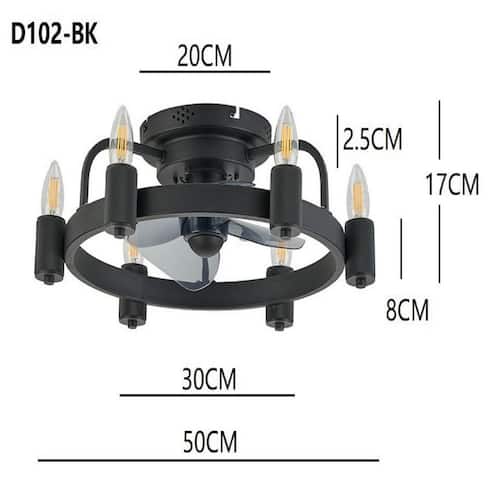 20 in. Indoor Black Ceiling Fan with 6-Lights and Remote Moxyrano Ceiling Fans With Lights