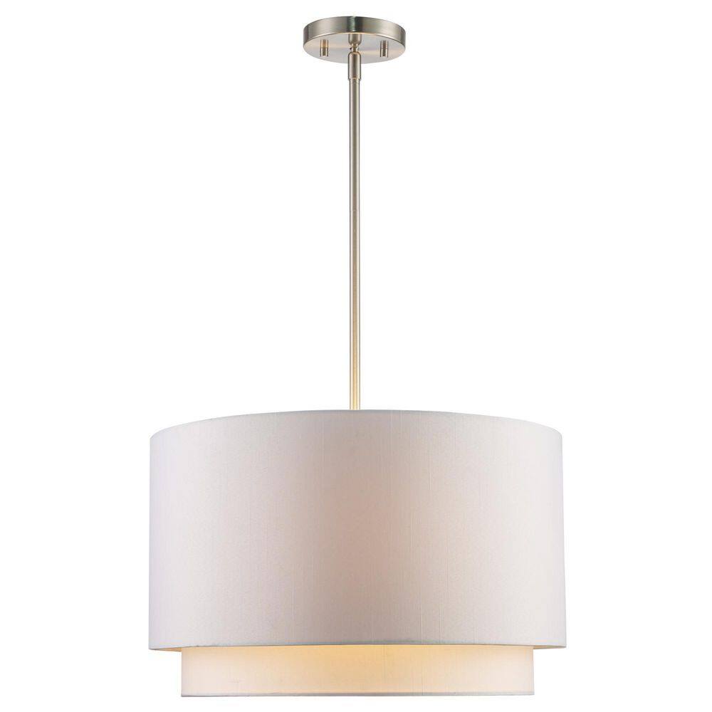 Schiffer Brushed Nickel 18" Drum Pendant with Ivory Shade