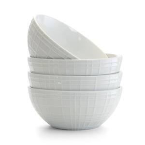 Raw Silk 12 fl. oz. White Ceramic Cereal Bowl Set (Set of 4)