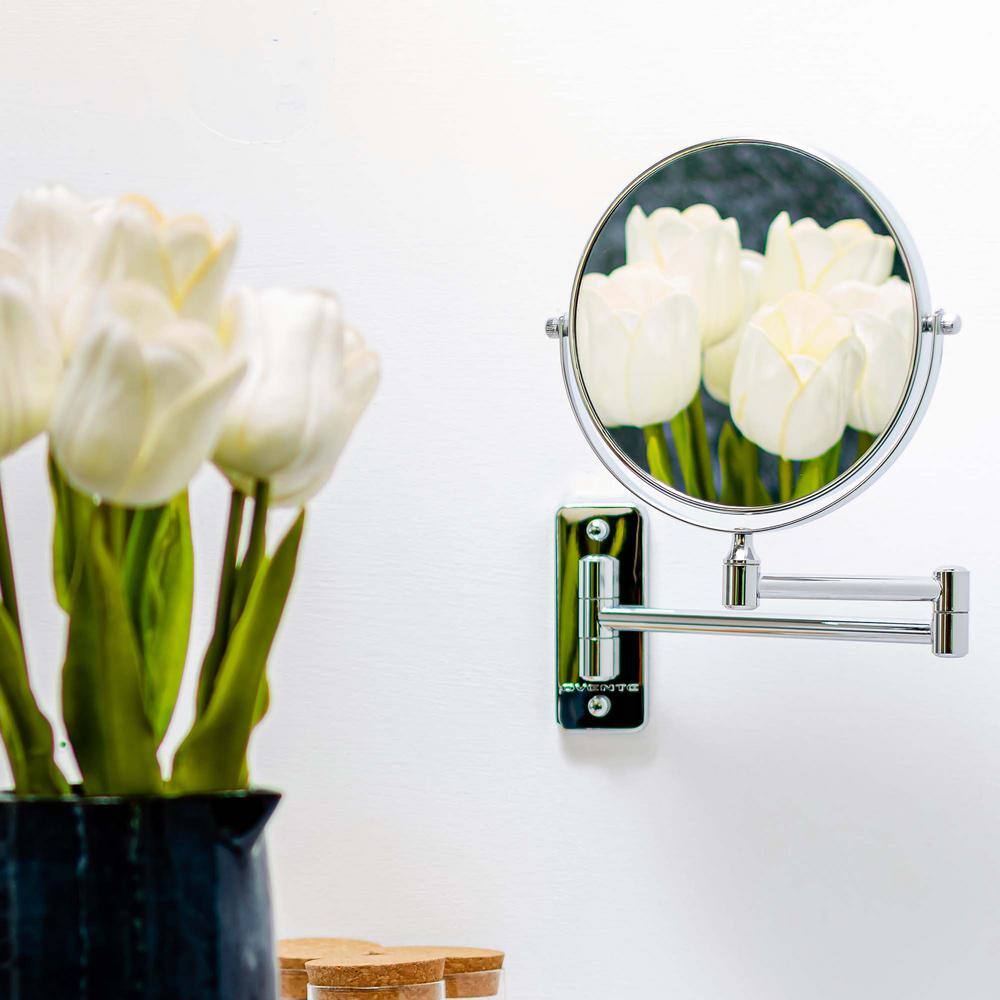 Polished Chrome Dual-Sided 7X Magnifying Wall Mirror