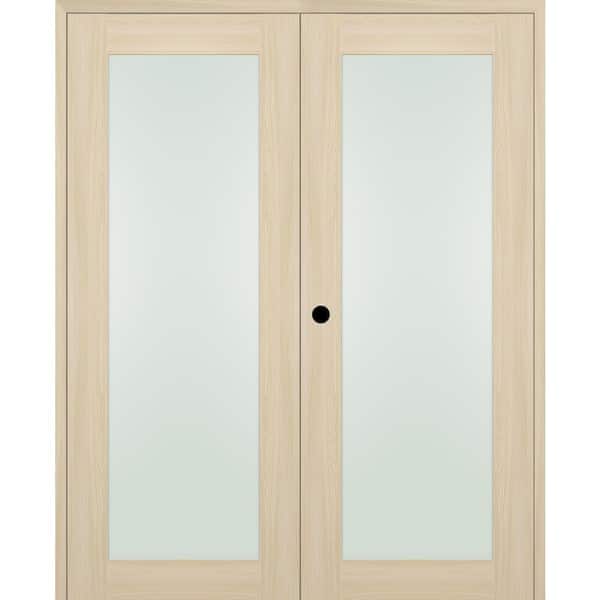 Belldinni Vona 207 48 in.x 96 in. Right Hand Active Full Lite Frosted Glass Ribeira Ash Wood Composite Double Prehung French Door