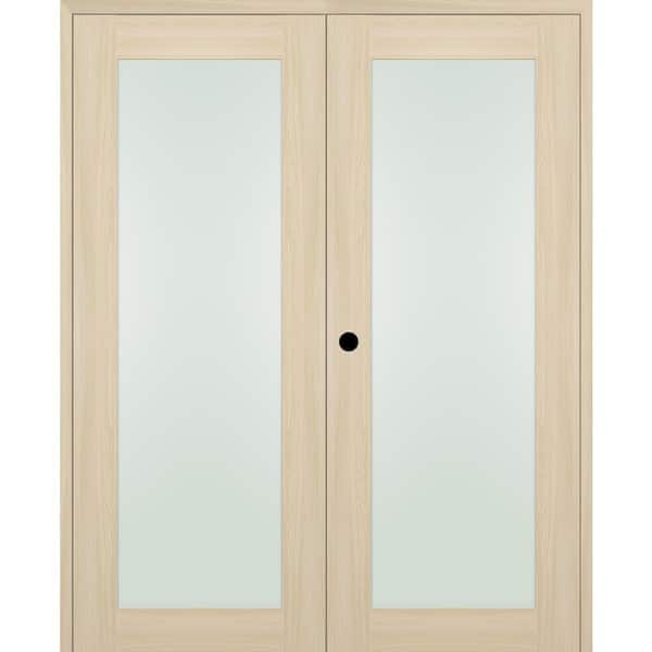 Belldinni Vona 207 64 in.x 96 in. Right Hand Active Full Lite Frosted Glass Ribeira Ash Wood Composite Double Prehung French Door