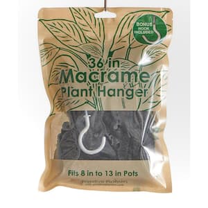 36 in. Black Polypropylene Macrame in Bag with Bonus Hook