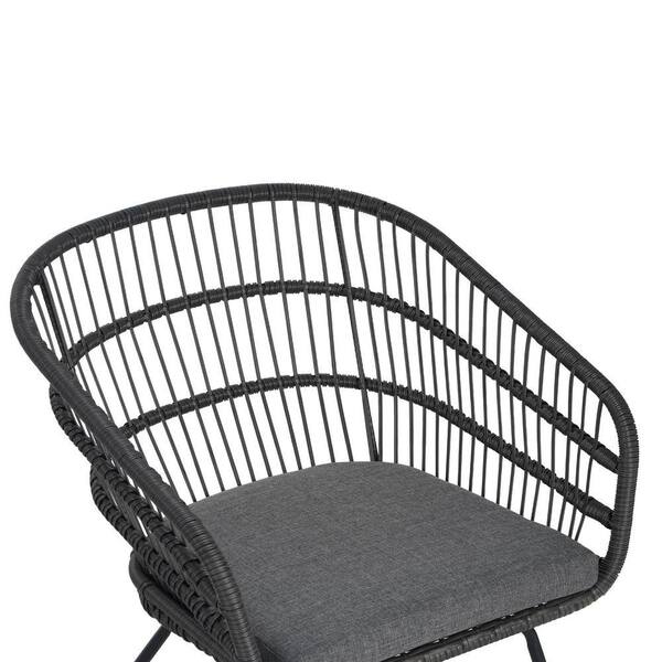 Grey All-Weather Wicker Outdoor Lounge Chair Patio Dining Chair