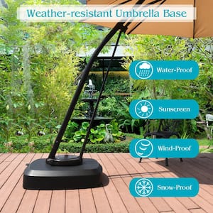 66 lbs. Patio Umbrella Weight Base Water/Sand Filled Offset Umbrella Foot Pedal with Wheel in Black