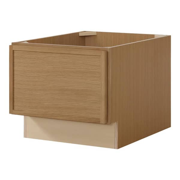 Leyton 18 in. W x 24 in. D x 16.5 in. H Ready To Assemble Plywood Slim Shaker Drawer Bench Base Cabinet in White Oak