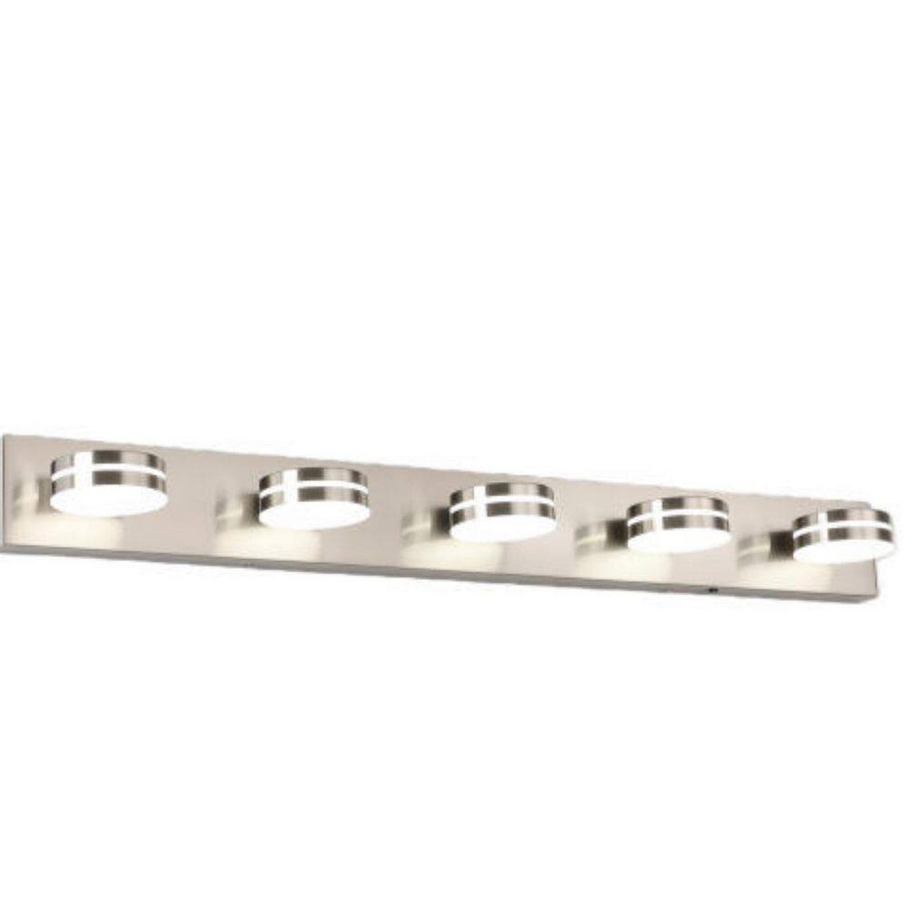 40.55 in. 5 Light Nickel Bathroom Dimmable LED Vanity Light with 5-CCT Adjustable Switch and Acrylic Lampshade price history on PriceWatchPro