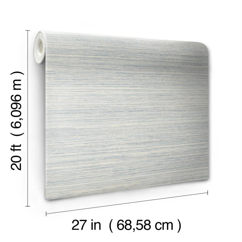 Blue Grasscloth Peel and Stick Wallpaper Roll