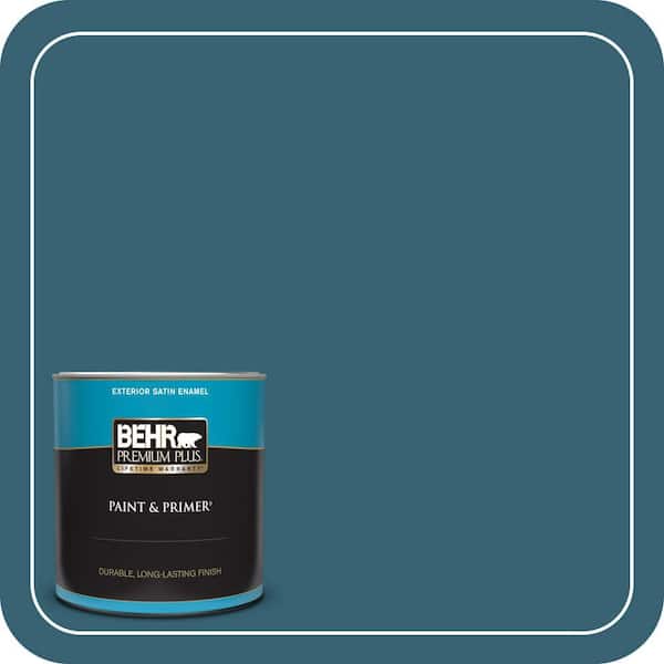 BEHR PREMIUM PLUS 1 qt. #PPU13-18 Bermudan Blue Satin Enamel Exterior Paint & Primer