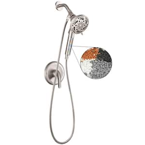 Rain 7-Spray Shower Head Kits Shower Faucet with Valve 1.8 GPM 4.9 in. Adjustable Filtered Shower Head in Brushed Nickel