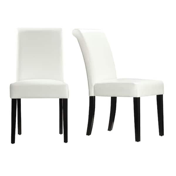 HomeSullivan Fairfield White Faux Leather Dining Chair (Set of 2)