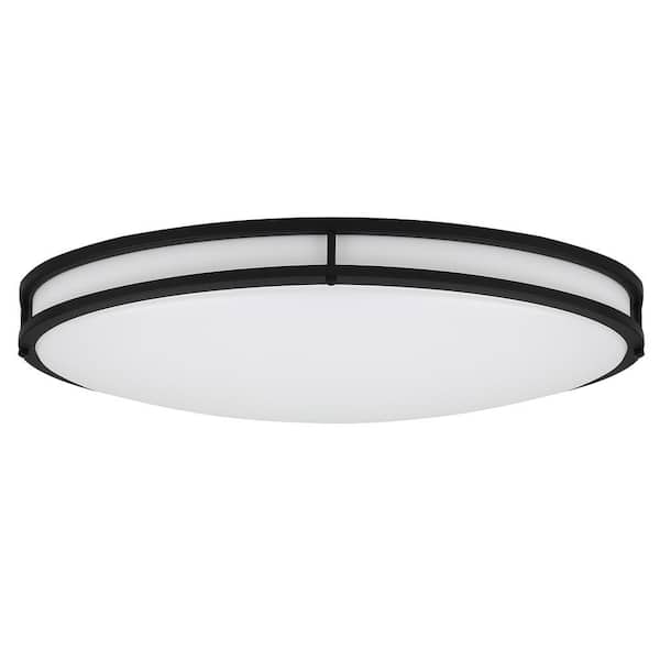 EnviroLite 32 in. Contemporary Matte Black Dimmable Integrated LED Flush Mount for Kitchens