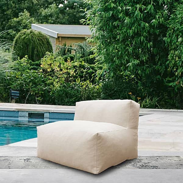 eVita Outdoor Plastic Patio Lounge Chairs Bean Bag Chair with Beige Cushion