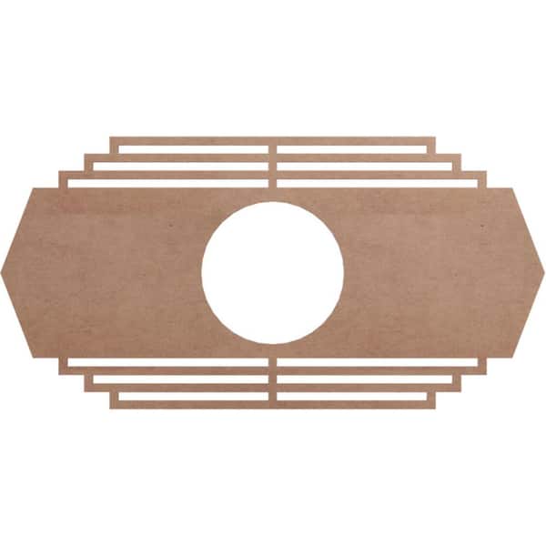 Ekena Millwork 30 in. x 15 in. x 7 7/8 in. x 3/8 in. Chrysler Wood Fretwork Pierced Ceiling Medallion, Wood (Paint Grade)