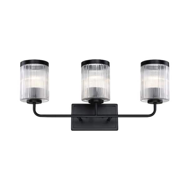 Aspen 24 in. 3-Light Matte Black Wall Vanity Light for Bathrooms