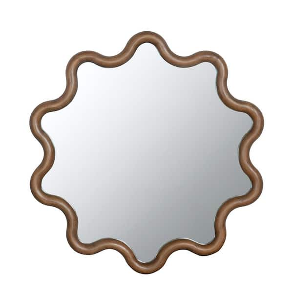Unbranded Brown 30 in. W x 31.2 in. H Irregular Wood Mirror