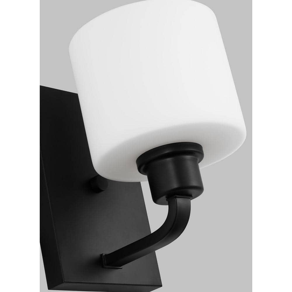 Canfield Midnight Black 8.25'' Modern Wall Sconce with Etched Glass