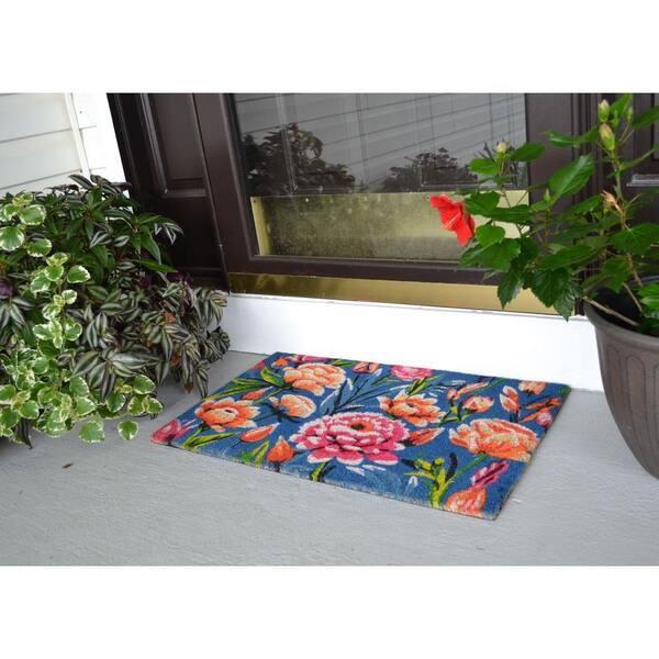 Imports Decor Vinyl Back Multi-Colored Dahlia 30 in. x 18 in