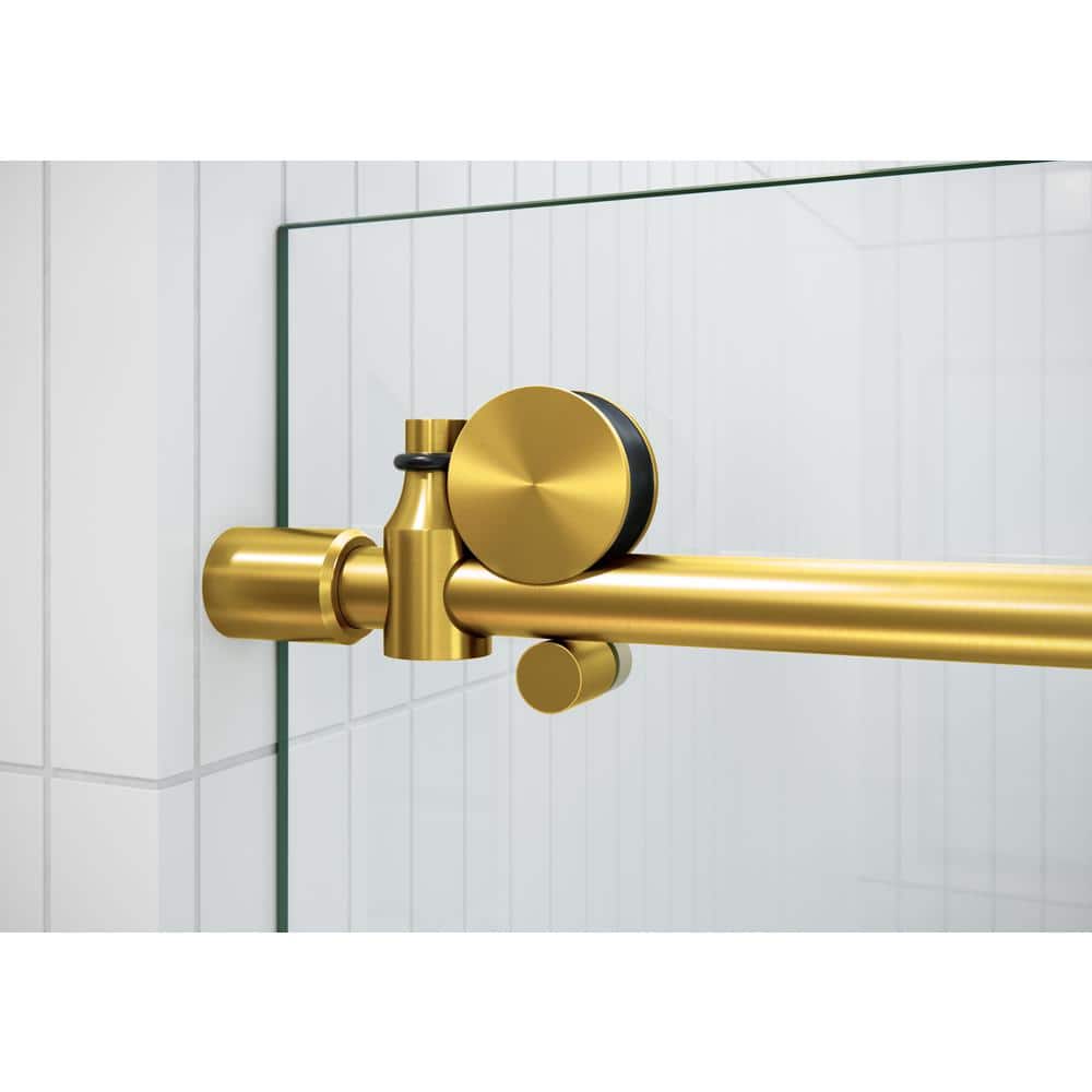Eclipse 60" Frameless Sliding Bathtub Door with Satin Brass Hardware