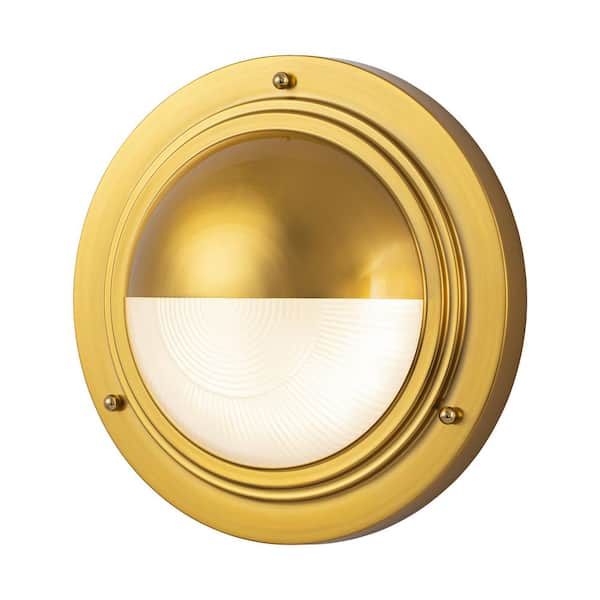 1-Light Integrated Dimmable LED 3000K/4000K/5000K Color Changing Brushed Gold Wall Sconce with Frosted Glass