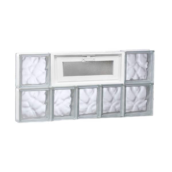 Clearly Secure 32.75 in. x 15.5 in. x 3.125 in. Frameless Wave Pattern Vented Glass Block Window