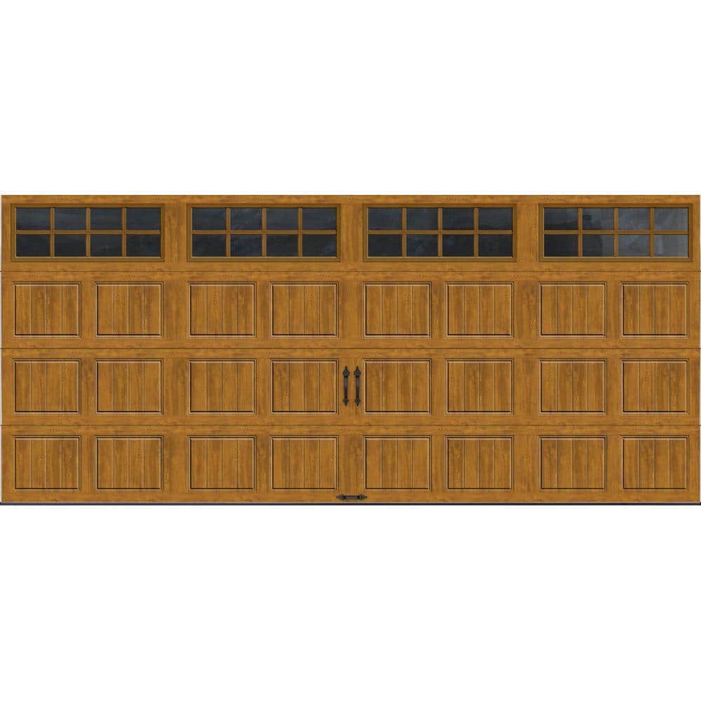 Clopay Gallery Collection 16 Ft X 7 Ft 6 5 R Value Insulated Ultra Grain Medium Garage Door With Sq24 Window Gr1sp Mo Sq24 The Home Depot