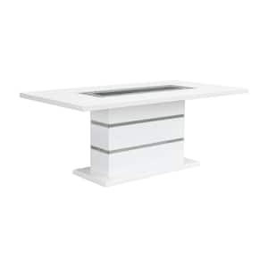 Elizaveta 79 in. Rectangle White High Gloss Wood Top and Frame Dining Table (Seats 6)