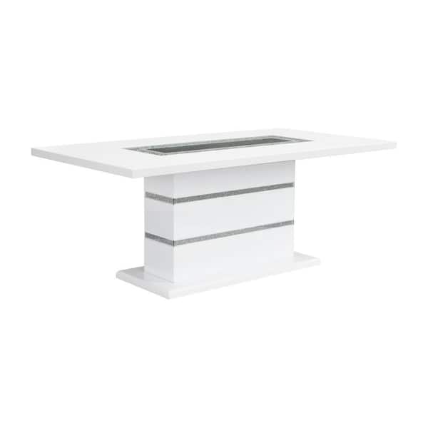 Acme Furniture Elizaveta 79 in. Rectangle White High Gloss Wood Top and Frame Dining Table (Seats 6)