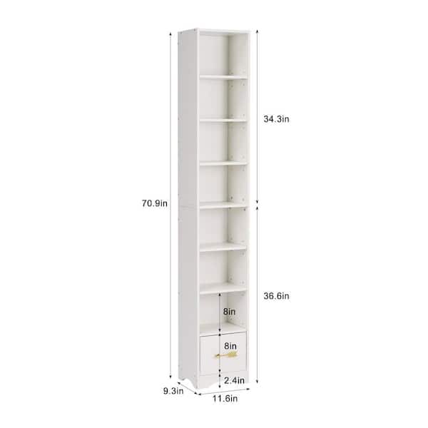 VECELO Tall Narrow Bookshelf with Adjustable Shelves – Stylish