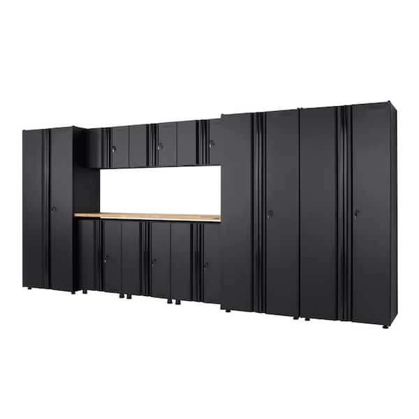 Husky 10-Piece Regular Duty Welded Steel Garage Storage System in Black (163 in. W x 75 in. H x 19 in. D)
